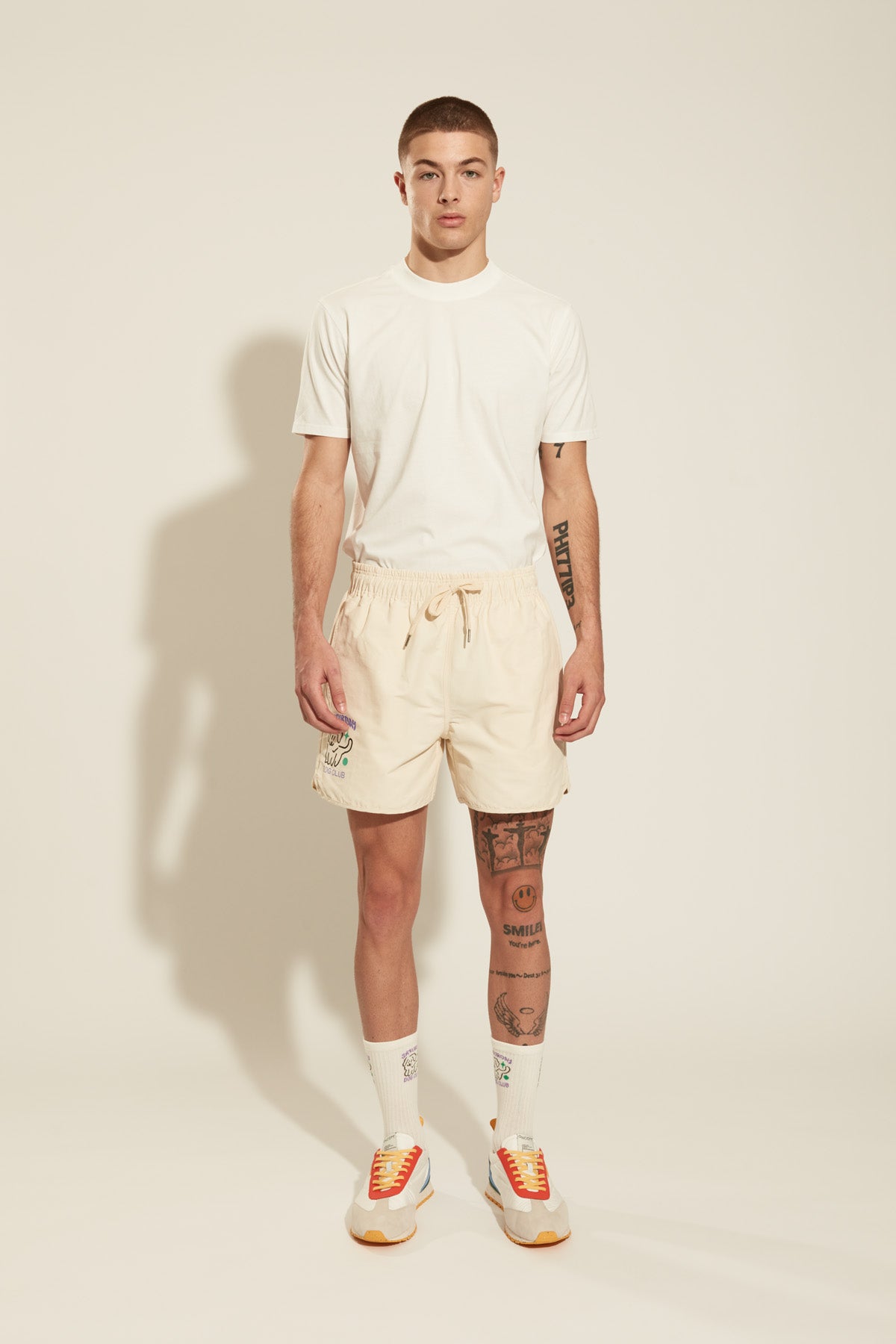 Cream Cotton Shorts